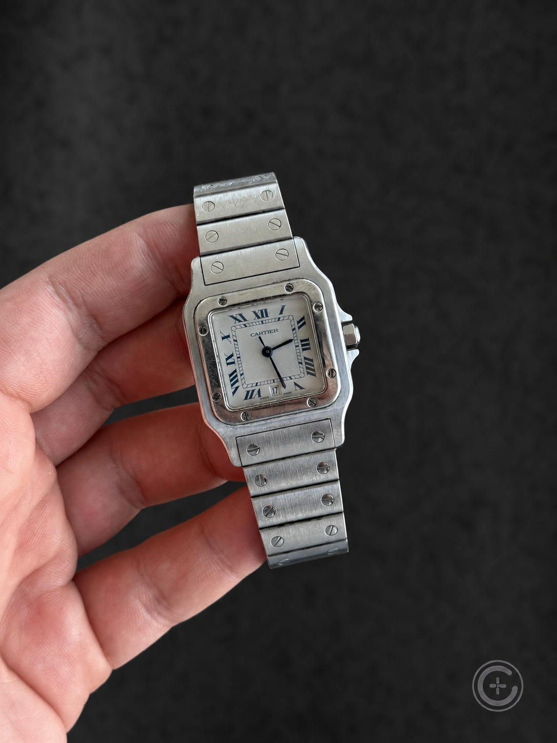 Vintage Cartier Santos Galbee reference 1564 in stainless steel