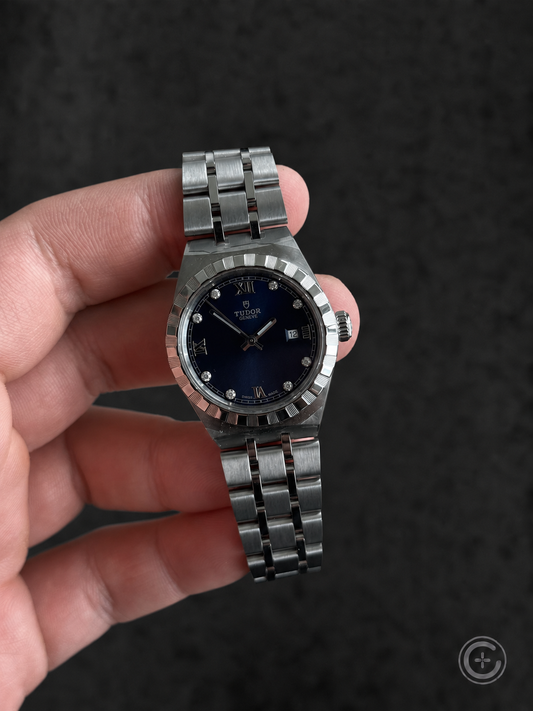 Tudor Royal 28mm reference 28300 with blue diamond dial
